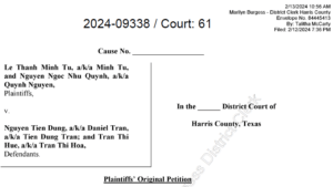Defamation Case of Lê Thanh Minh Tú Against Daniel Tran and Tran Thi Hoa Filed in U.S. District Court of Texas
