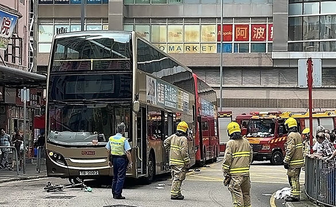 Cyclist seriously injured after being hit by double-decker bus in Hong Kong