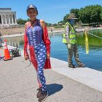 American flag blue? Algae turns Trump’s reflecting pool swamp green instead