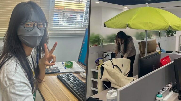 Chinese workers use parasols and sunscreen indoors to combat ‘office ageing’